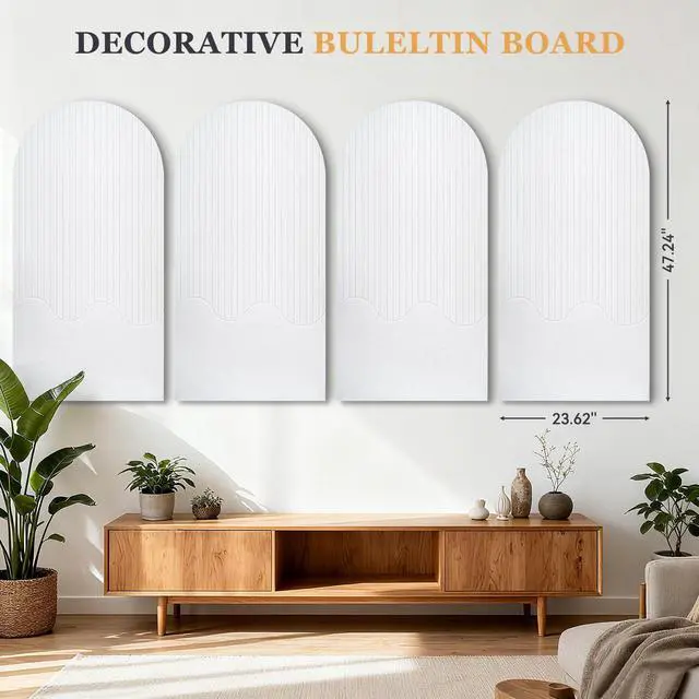 Alt view image 2 of 6 - Large Arched Felt Bulletin Board, 47.24x23.62in, Beige, 4-Pack | Cork Board Alternative, One-Piece No Assembly, 120 Push Pins, Office Wall Decor, Pin Board for Photos and Pictures Display