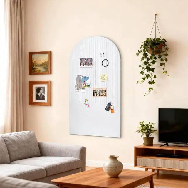 Alt view image 4 of 6 - Large Arched Felt Bulletin Board, 47.24x23.62in, Beige, 4-Pack | Cork Board Alternative, One-Piece No Assembly, 120 Push Pins, Office Wall Decor, Pin Board for Photos and Pictures Display