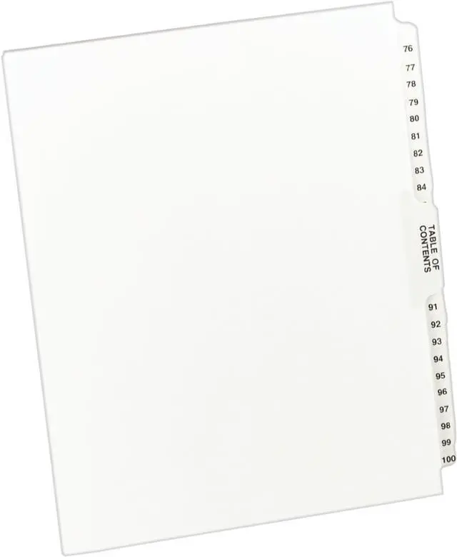 Main image of Style Legal Side Tab Dividers, 26-Tab, 76-100, Letter Size, White, 25 per Set (11397) (Pack of 12)