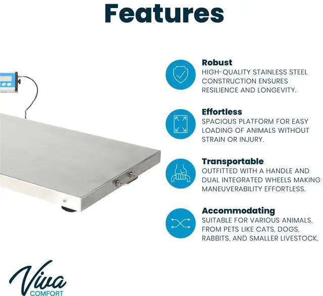 Alt view image 5 of 6 - Alpine ADIME904-04 Stainless-Steel Veterinary Scale, 44.09inH x 20.47inW x 1.77inD, White