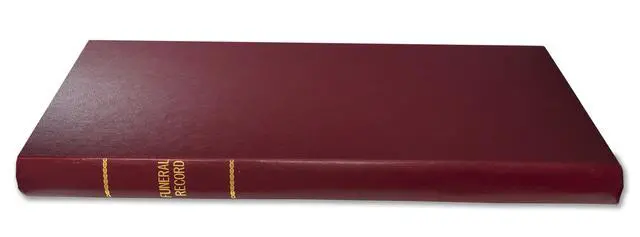 Alt view image 2 of 6 - American Funeral Record Book, Burgundy, Hardbound, 336 Pages | F.J. Feineman Co. 4300-O Version, Section Sewn, 8 7/8'' x 13 1/2'' - Made in USA