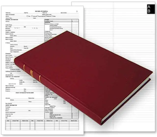Main image of American Funeral Record Book/Funeral Home Log Book - F.J. Feineman Co. 4300-F Version 336 Pages Burgundy Cover Section Sewn Hardbound 8 7/8'' x 13 1/2'' (Made in USA)