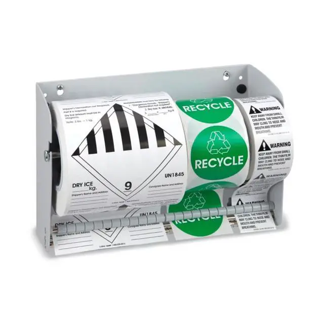 Alt view image 6 of 6 - Wall Mount Label Dispenser (12-1/2") - Sticker Roll Dispenser - Table Top - Label Holder - Stamp Roll Dispenser - Sticker Stand - Thermal Label Holder - Heavy-Duty All Steel