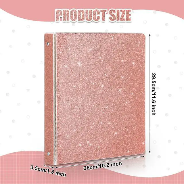Alt view image 2 of 6 - 10 Pieces 3 Rings Binder Glitter 1 Inch Round Ring Binder Organizer Hold 300 Sheet (fit 8.5" x 11" Paper) File Folder Binders for Office Supplies Planner 11.6 x 10.2 x 1.3 Inch