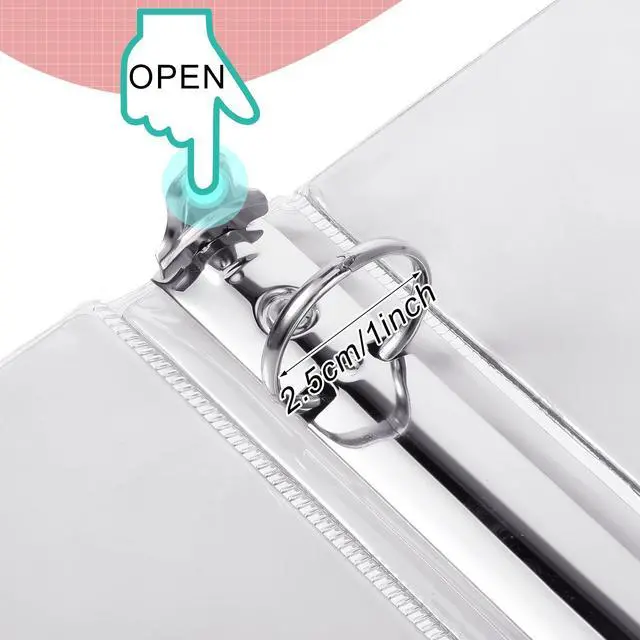 Alt view image 5 of 6 - 10 Pieces 3 Rings Binder Glitter 1 Inch Round Ring Binder Organizer Hold 300 Sheet (fit 8.5" x 11" Paper) File Folder Binders for Office Supplies Planner 11.6 x 10.2 x 1.3 Inch