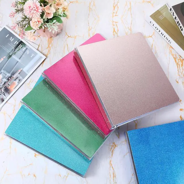 Alt view image 6 of 6 - 10 Pieces 3 Rings Binder Glitter 1 Inch Round Ring Binder Organizer Hold 300 Sheet (fit 8.5" x 11" Paper) File Folder Binders for Office Supplies Planner 11.6 x 10.2 x 1.3 Inch