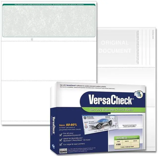 Main image of Secure Checks - 1000 Blank Business Voucher Checks - Green Classic - 1000 Sheets Form #1000 - Check on Top (10GC04-6660)