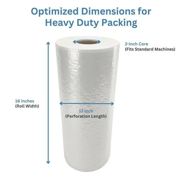 Alt view image 4 of 6 - Nylon-Enriched HDPE+PA Bubble Pillow Film Roll 1000ft x 16" x 12", Perforated Every 12", Air Cushion Packing Material for Shipping, Moving, Improved Barrier, Thicker & Long-Lasting
