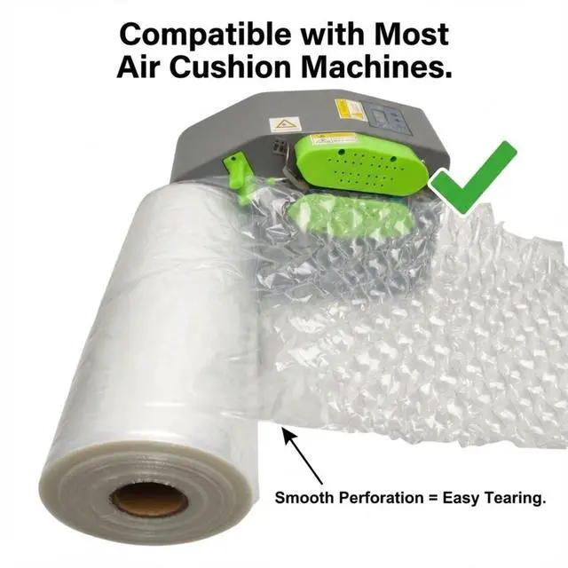 Alt view image 5 of 6 - Nylon-Enriched HDPE+PA Bubble Pillow Film Roll 1000ft x 16" x 12", Perforated Every 12", Air Cushion Packing Material for Shipping, Moving, Improved Barrier, Thicker & Long-Lasting