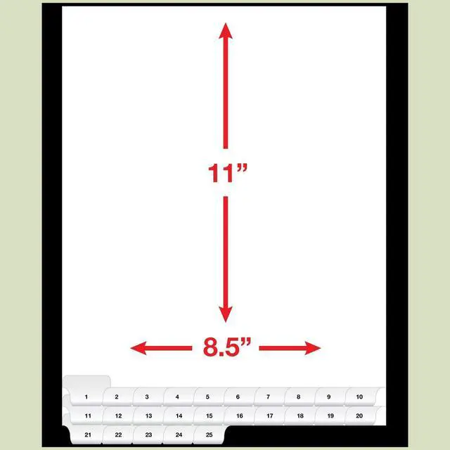 Alt view image 2 of 4 - ® Bottom Numbered of Tabs 1-25 - Legal Exhibit Dividers - White Paper Dividers - Individual Bottom Tab Easy to Use 1/10th Cut - Made in The USA (Pack of 3)