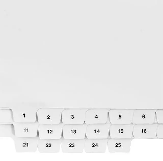 Alt view image 3 of 4 - ® Bottom Numbered of Tabs 1-25 - Legal Exhibit Dividers - White Paper Dividers - Individual Bottom Tab Easy to Use 1/10th Cut - Made in The USA (Pack of 3)