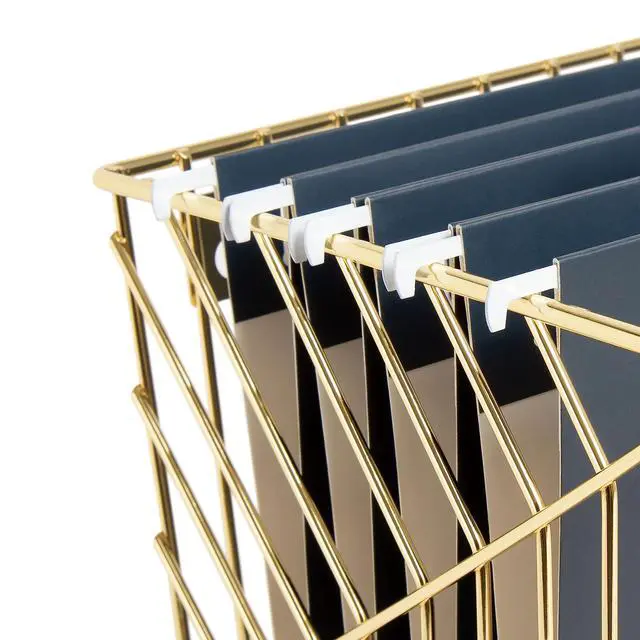 Alt view image 5 of 6 - Metal Hanging File Organizer, Letter Size, Desktop Accessory, Vena Collection, Gold (Pack of 6)