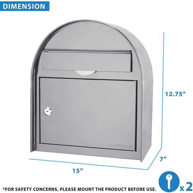 Alt view image 2 of 6 - Wall Mount Drop Box with Key Lock Locking Mail, Suggestion, or Payment Box for Home, Office, Classroom, or Business Use - Mailbox - wall mounted mailbox - Large Capacity - Steel Dropbox