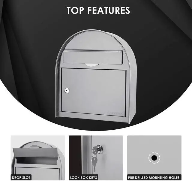 Alt view image 3 of 6 - Wall Mount Drop Box with Key Lock Locking Mail, Suggestion, or Payment Box for Home, Office, Classroom, or Business Use - Mailbox - wall mounted mailbox - Large Capacity - Steel Dropbox