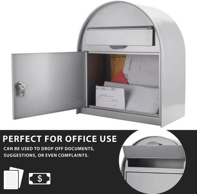 Alt view image 4 of 6 - Wall Mount Drop Box with Key Lock Locking Mail, Suggestion, or Payment Box for Home, Office, Classroom, or Business Use - Mailbox - wall mounted mailbox - Large Capacity - Steel Dropbox