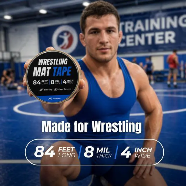 Alt view image 2 of 6 - Wrestling Mat Tape 4in x 84ft - 8 Mil Clear Vinyl, Grappling BJJ | MMA & jiu jitsu tatami seam tape, puzzle & gym floor mats, strong adhesive, clean residue-free removal, competition grade