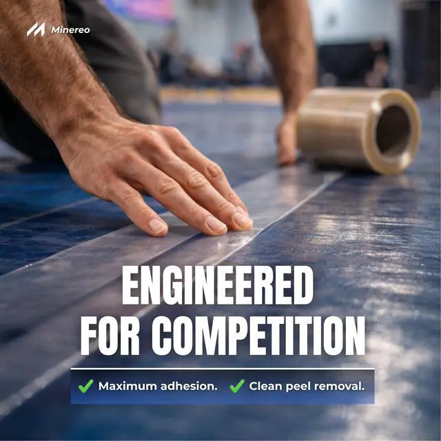 Alt view image 3 of 6 - Wrestling Mat Tape 4in x 84ft - 8 Mil Clear Vinyl, Grappling BJJ | MMA & jiu jitsu tatami seam tape, puzzle & gym floor mats, strong adhesive, clean residue-free removal, competition grade