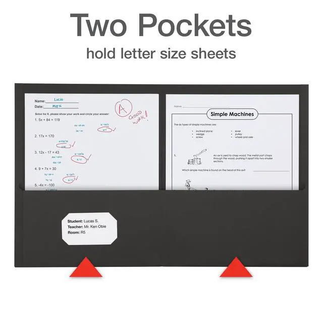 Alt view image 3 of 6 - 2 Pocket Folders, Mega Box of 125, Textured Paper Folders, Black, Letter Size, Essentials for School & Teacher Supplies Lists (57542)