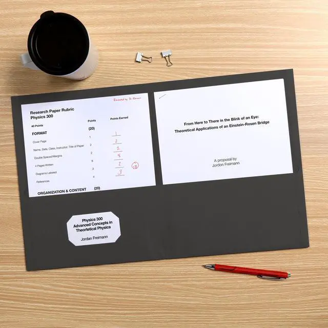 Alt view image 5 of 6 - 2 Pocket Folders, Mega Box of 125, Textured Paper Folders, Black, Letter Size, Essentials for School & Teacher Supplies Lists (57542)