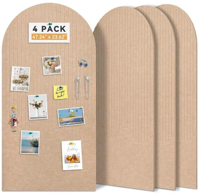 Main image of Large Arched Felt Bulletin Board, 47.24x23.62in, White, 4-Pack | Cork Board Alternative, One-Piece No Assembly, 120 Push Pins, Office Wall Decor, Pin Board for Photos and Pictures Display
