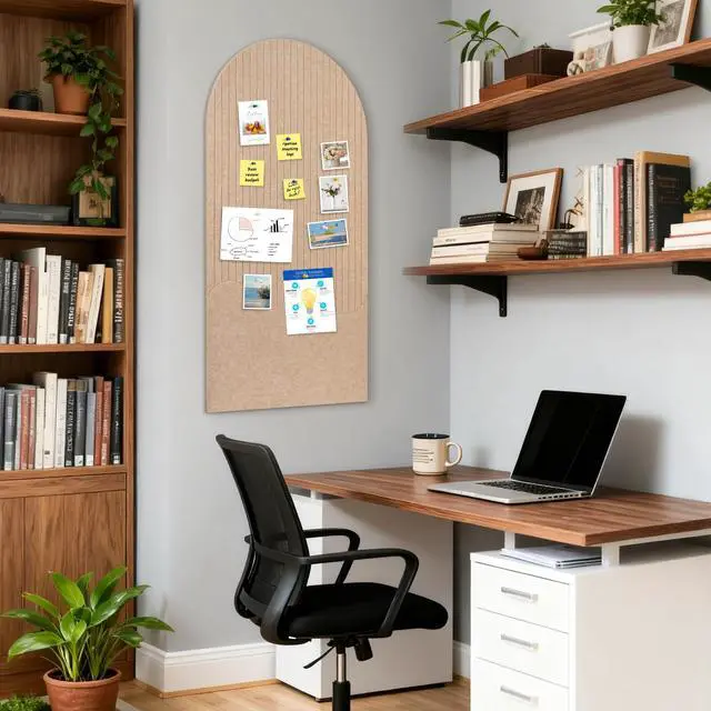 Alt view image 5 of 6 - Large Arched Felt Bulletin Board, 47.24x23.62in, White, 4-Pack | Cork Board Alternative, One-Piece No Assembly, 120 Push Pins, Office Wall Decor, Pin Board for Photos and Pictures Display
