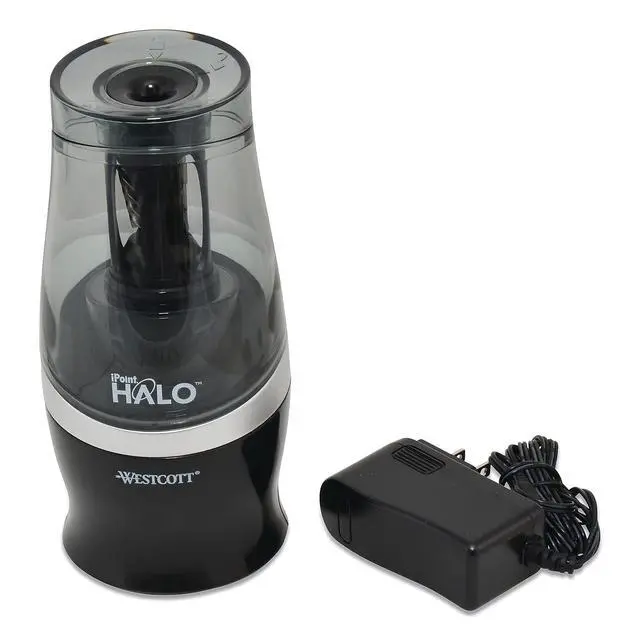 Alt view image 4 of 4 - Halo Colored Pencil Non-Stick Electric Sharpener, Ac-Powered, 3.5 X 6.75, Black/Silver