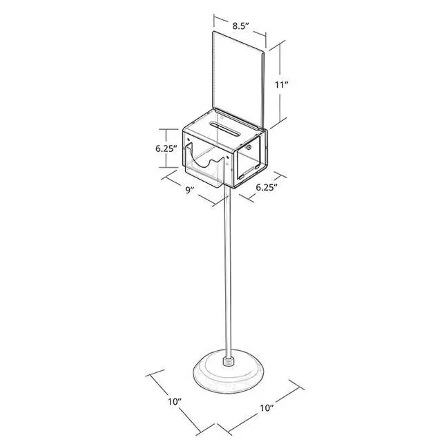 Alt view image 2 of 2 - 206320-CLR, Suggestion Box with Lock and Keys, Donation Box, Offering Box, Locked Display Stand, Acrylic Sign Holder on Pedestal, Clear Locking Box with Slot, 9"x6.25"x6.25"