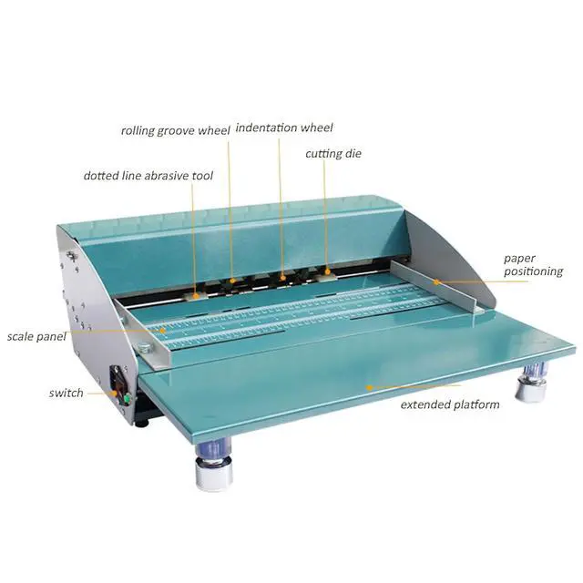Alt view image 4 of 6 - Electric Paper Creasing Machine 110V 3 in 1 Creaser with Extend Bench 18 Inch Paper Creaser Folding Machine