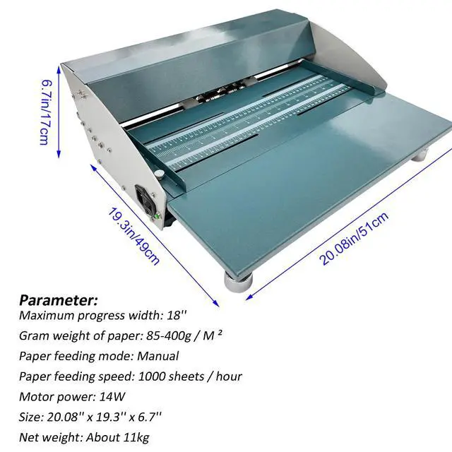 Alt view image 5 of 6 - Electric Paper Creasing Machine 110V 3 in 1 Creaser with Extend Bench 18 Inch Paper Creaser Folding Machine