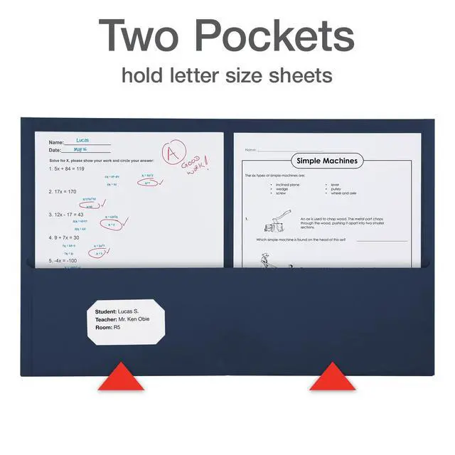 Alt view image 3 of 6 - 2 Pocket Folders, Mega Box of 125, Textured Paper Folders, Blue, Letter Size, Essentials for School & Teacher Supplies Lists (57544)