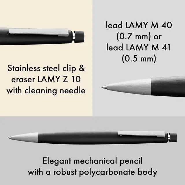 Alt view image 2 of 4 - 2000 black - elegant mechanical pencil in a satin-finish fibreglass casing - perfectly balanced - pencil M 40 fine-line refill in line width 0.7 mm & eraser tip