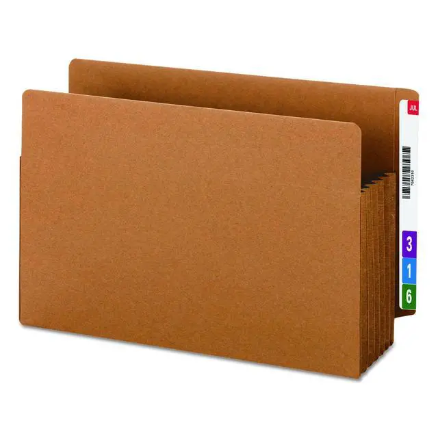 Alt view image 2 of 6 - End Tab TUFF® File Pocket, Reinforced Straight-Cut Tab, 5-1/4" Expansion, Tyvek® Gusset, Extra Wide Legal Size, Redrope, 10 per Box (74790)