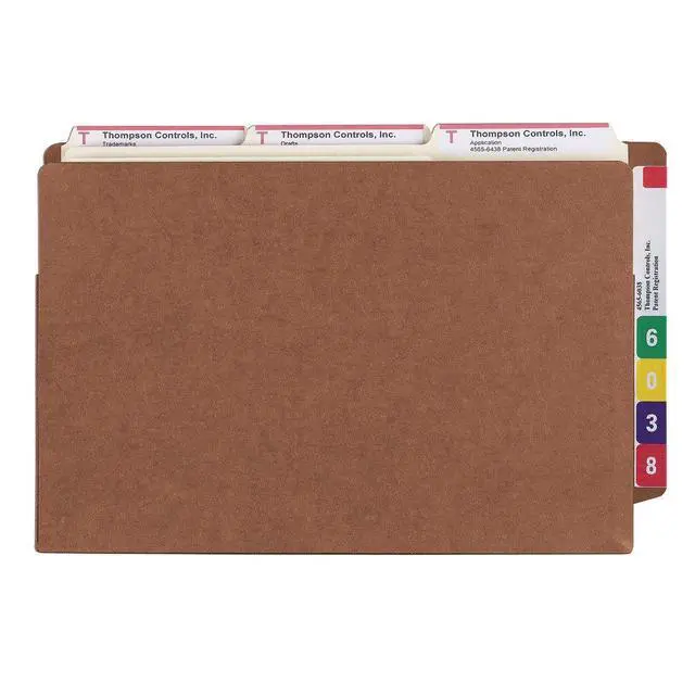 Alt view image 6 of 6 - End Tab TUFF® File Pocket, Reinforced Straight-Cut Tab, 5-1/4" Expansion, Tyvek® Gusset, Extra Wide Legal Size, Redrope, 10 per Box (74790)