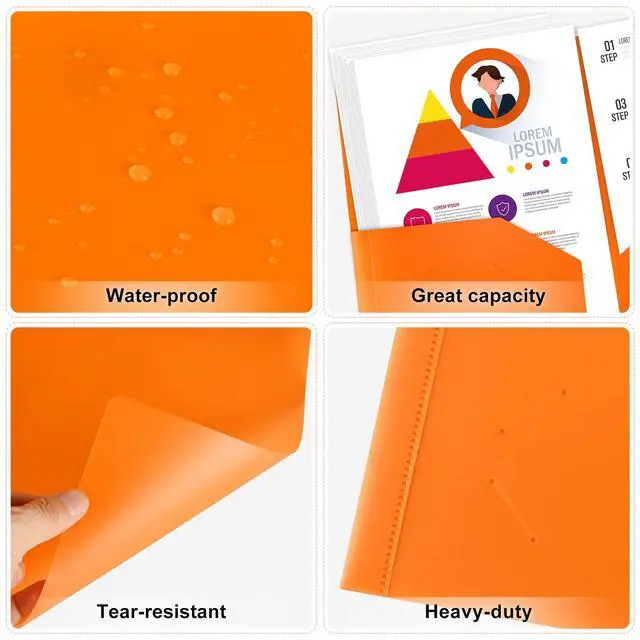 Alt view image 4 of 6 - 144 Pack 2 Pocket Folders, Heavy Duty Multicolor Plastic Folders with Pockets, Durable Bulk Folder for Letter Size Paper, Assorted Colors File Folder for Office and School Supplies
