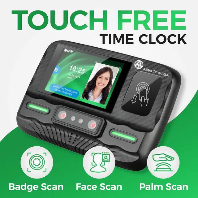Alt view image 2 of 6 - Badge + Face + Palm scan time Clock with Online Reporting (Model #CB4100)