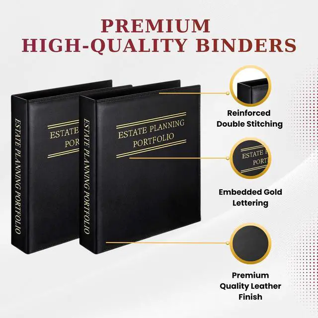 Alt view image 2 of 6 - LegalPRO Family 4 Pack Estate Planning Binder with Pockets 2 Black Leather 3-Ring Organizer with Gold Lettering for Wills, Trusts & Legal Documents
