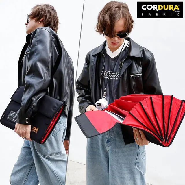Alt view image 6 of 6 - Rough Enough Expanding File Folder, 7 Pocket Accordion Document Organizer | Water-Resistant, Bright Red Interior with Name Tags, Pen Loop & Card Holder, Fits A4/Letter, Portable for Work, Home & Trave