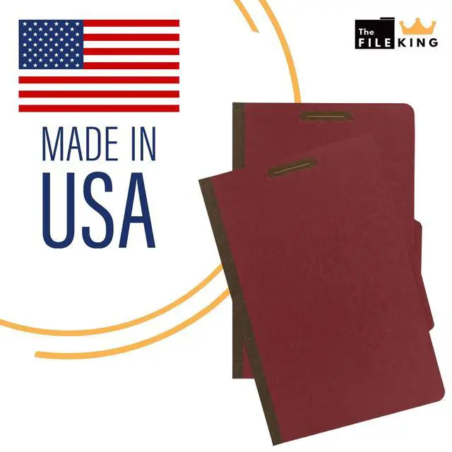 Alt view image 5 of 6 - Pressboard Classification Ruby Red Partition File Folder | Legal Size - Box of 10 | Two Dividers | Six 2 Durable Fastener Prongs | 2/5 Cut Top Tab | 2 Expansion