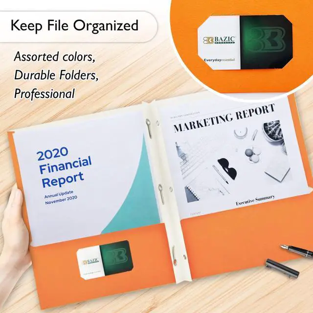 Alt view image 4 of 6 - Assorted Color Paper 2-Pocket Folder with Prongs, 100-Case | two pockets and three prong fasteners, Holds 8.5 x 11 in sheets