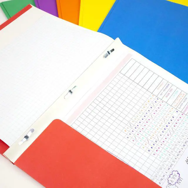 Alt view image 5 of 6 - Assorted Color Paper 2-Pocket Folder with Prongs, 100-Case | two pockets and three prong fasteners, Holds 8.5 x 11 in sheets