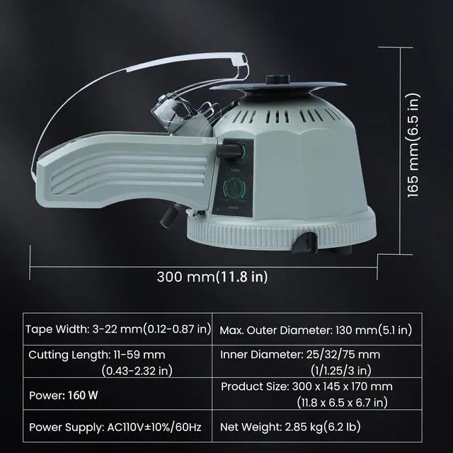 Alt view image 4 of 6 - Electric Tape Dispenser Zcut-2 Automatic Tape Cutting Machine