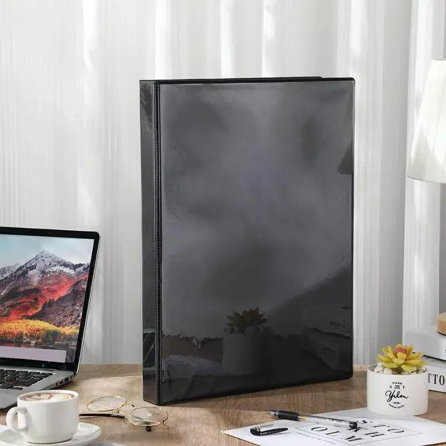 Alt view image 6 of 6 - 3 Pcs 11" x 17" 3 Ring Binder 1 Inch Large D Ring Binders with Pockets Presentation Folder View with Customizable Clear Cover for Documents Files Projects (Black)