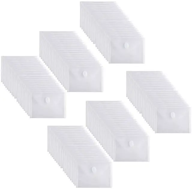 Main image of 5x7 Small Plastic Envelopes Hook Loop Closure Receipt Storage Holder 120 Pack (clear-120 pack)
