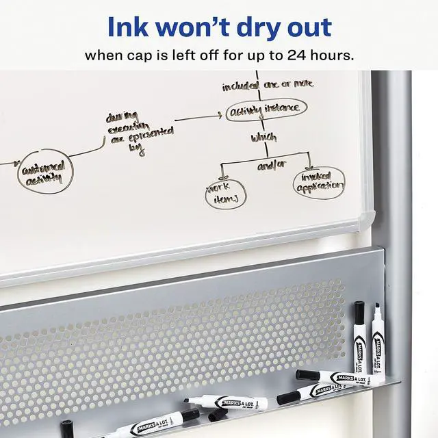Alt view image 5 of 6 - Marks A Lot Bulk Value Pack Dry Erase Markers, White Board Markers with Chisel Tip, 200 Black (24445)