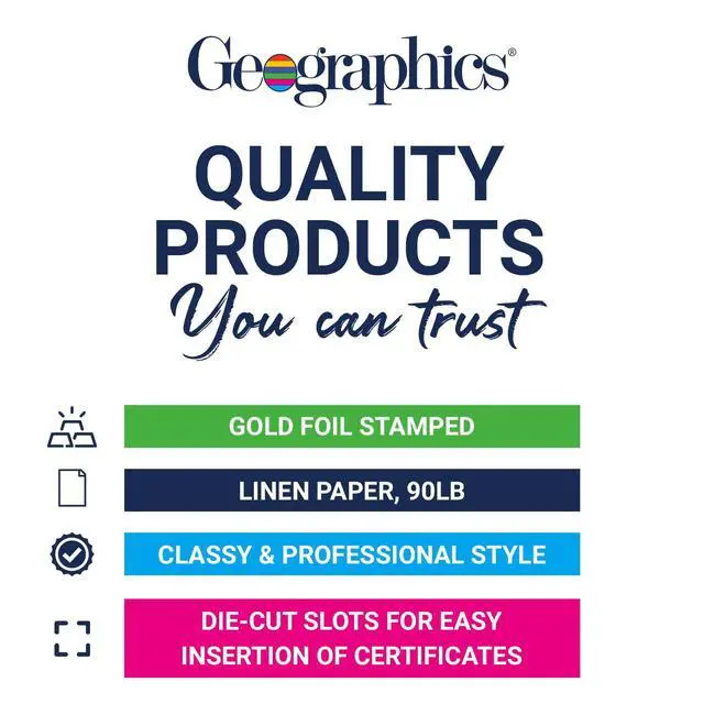Alt view image 6 of 6 - Certificate Holders - Tri-Fold Navy Linen, Silver Foil Seal - 9.25x12.5 in