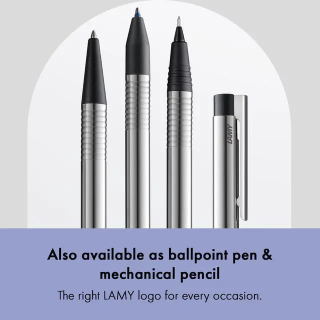 Alt view image 6 of 6 - logo 3-colours - multicoloured ballpoint pen (black, blue, red) with a sight dial mechanism in an elegant stainless steel case - incl ballpoint refills M 21 in black, blue & red