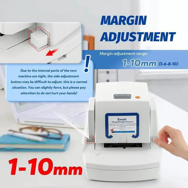 Alt view image 5 of 6 - Electric Stapler Heavy Duty, Jam-Free 70-75 Sheets Automatic Desktop Stapler, Automatic Flat-Clinch Staplers with 5500 Staples, Binding Speed & Margin Adjustable Design for Office/School