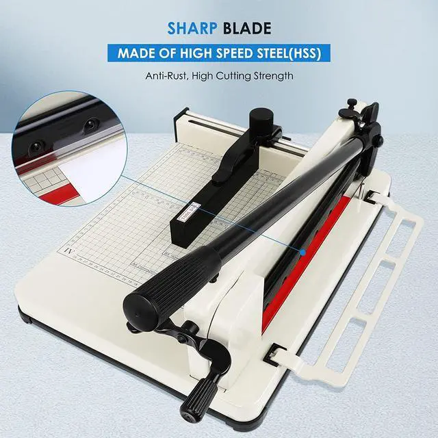 Alt view image 2 of 6 - 12" Heavy Duty Guillotine Trimmer Paper Cutter,Cortadora de Papel 400 Sheets Paper Trimmer with Double Safety Protection Durable HSS Blade for Cutting Paper