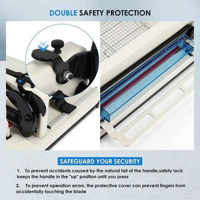 Alt view image 3 of 6 - 12" Heavy Duty Guillotine Trimmer Paper Cutter,Cortadora de Papel 400 Sheets Paper Trimmer with Double Safety Protection Durable HSS Blade for Cutting Paper