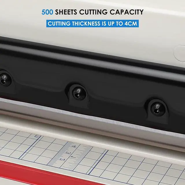 Alt view image 4 of 6 - 12" Heavy Duty Guillotine Trimmer Paper Cutter,Cortadora de Papel 400 Sheets Paper Trimmer with Double Safety Protection Durable HSS Blade for Cutting Paper